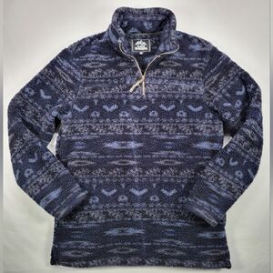 Alpine Sherpa Pullover Men's Medium Quarter Zip Blue Polyester Fleece